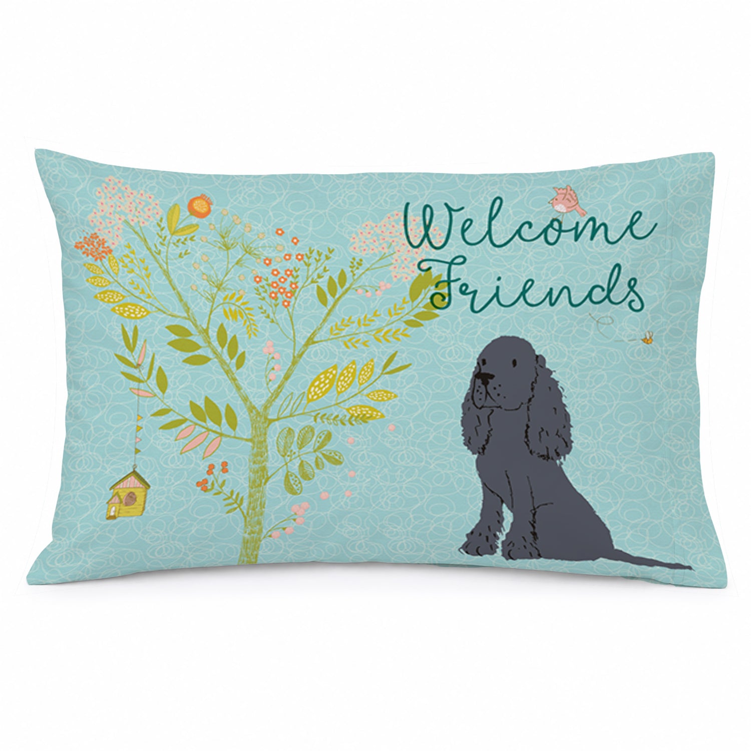 Welcome Friends Black Cocker Spaniel Standard Pillowcase Lightweight Super Soft Easy Care Decorative Artwork Pillowcase, Standard