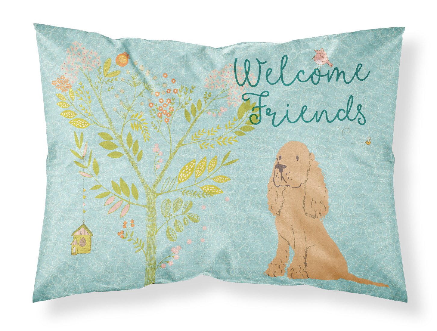 Welcome Friends Buff Cocker Spaniel Standard Pillowcase Lightweight Super Soft Easy Care Decorative Artwork Pillowcase, Standard