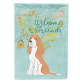 Welcome Friends Gold Springer Spaniel House Flag 28x40 Porch Sleeve Pole Decorative Outside Yard Banner Artwork Wall Hanging, Polyester