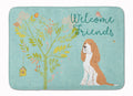 Welcome Friends Gold Springer Spaniel Memory Foam Kitchen Mat Machine Washable Anti-Fatigue Cushion Comfort Bath or Kitchen Rug