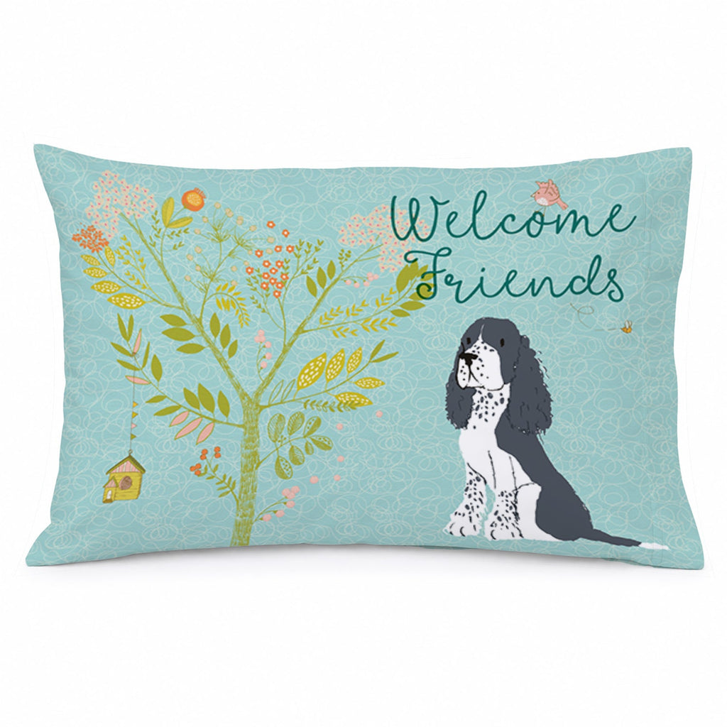 Welcome Friends Black Springer Spaniel Standard Pillowcase Lightweight Super Soft Easy Care Decorative Artwork Pillowcase, Standard