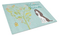 Welcome Friends Brown Springer Spaniel Cutting Board Tempered Glass Kitchen Cutting Surface, Heat Resistant Chopping, Non-Slip Feet, Food Prep & Serving