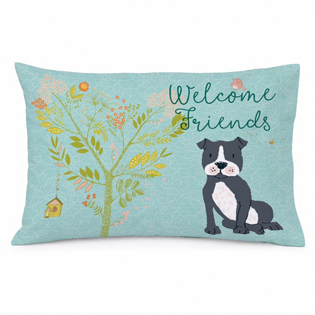 Welcome Friends Black Staffie Standard Pillowcase Lightweight Super Soft Easy Care Decorative Artwork Pillowcase, Standard