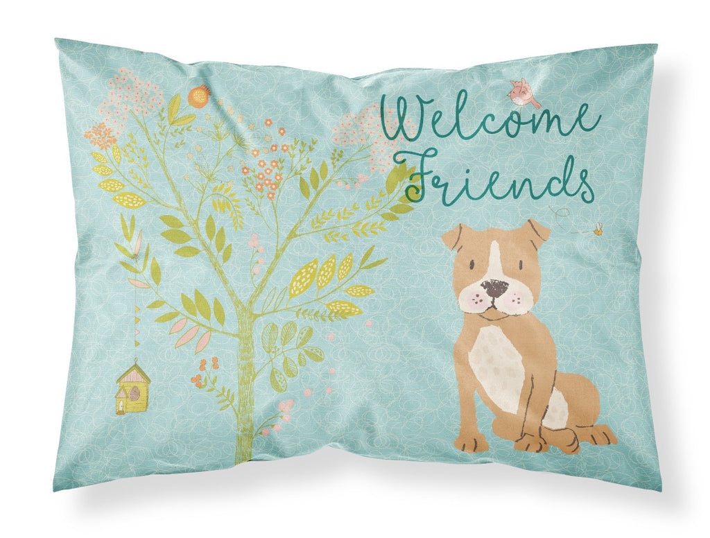 Welcome Friends Brown Staffie Standard Pillowcase Lightweight Super Soft Easy Care Decorative Artwork Pillowcase, Standard