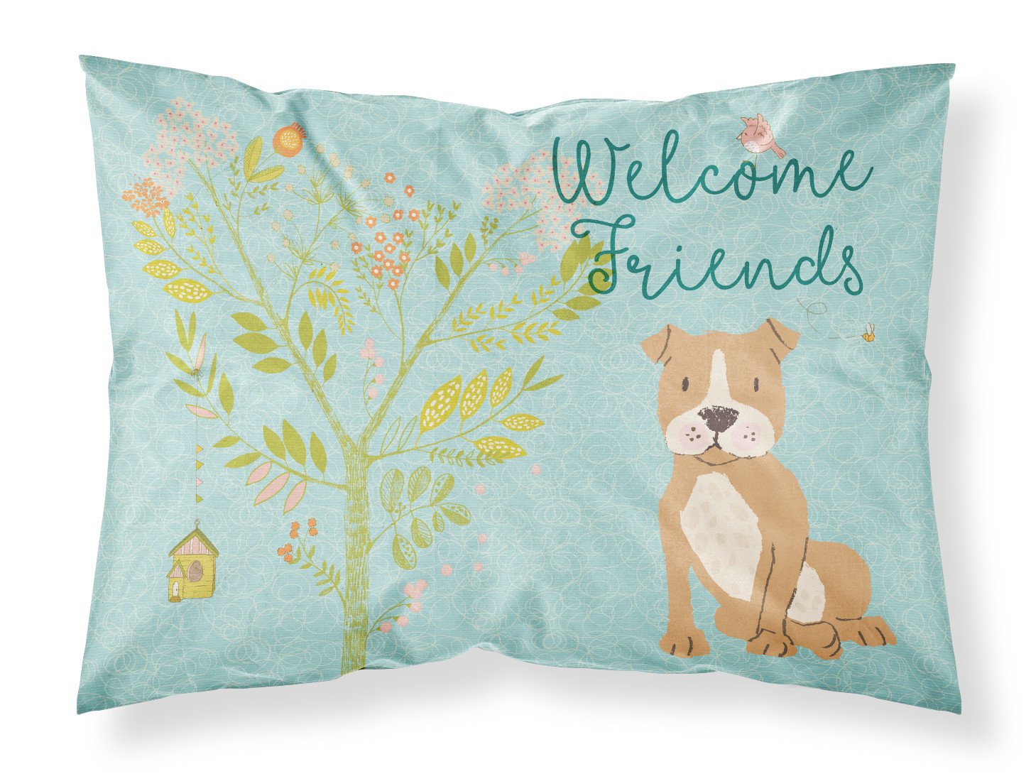 Welcome Friends Brown Staffie Standard Pillowcase Lightweight Super Soft Easy Care Decorative Artwork Pillowcase, Standard