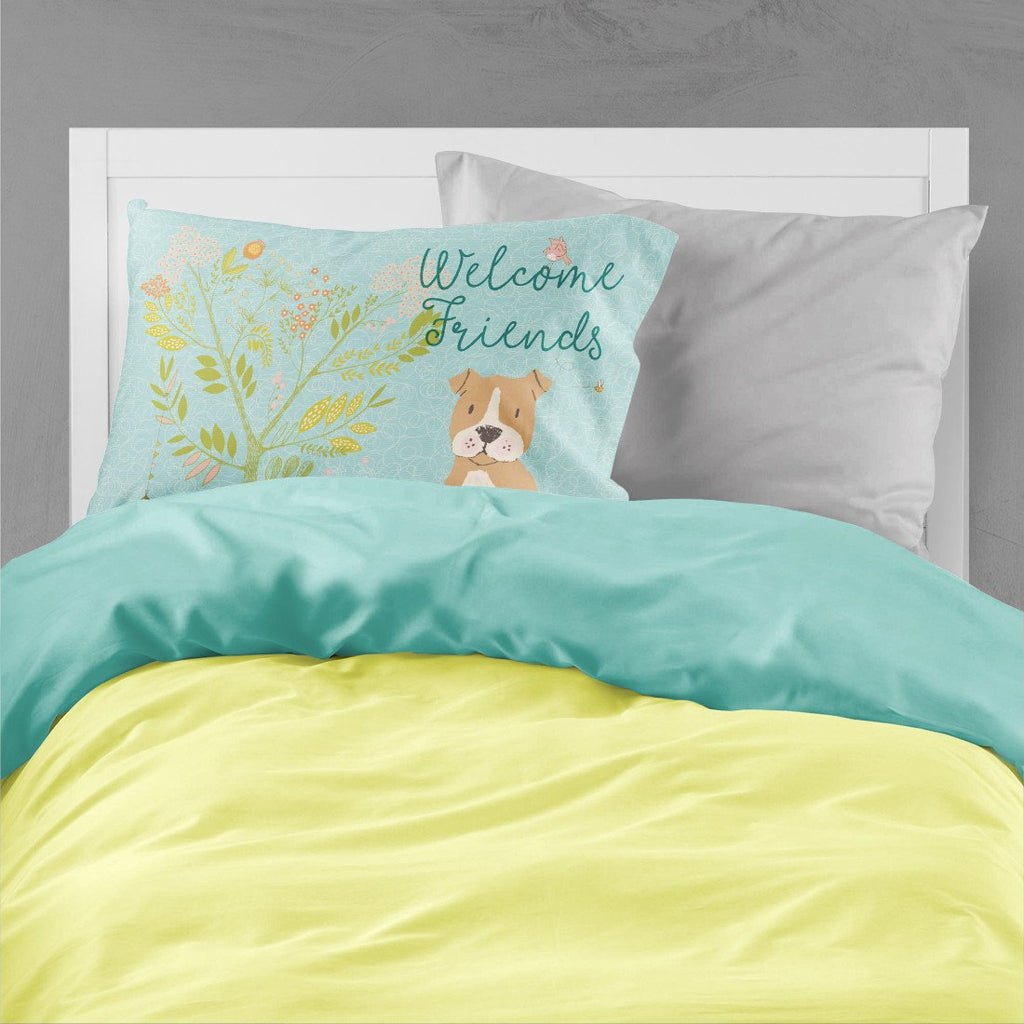 Welcome Friends Brown Staffie Standard Pillowcase Lightweight Super Soft Easy Care Decorative Artwork Pillowcase, Standard