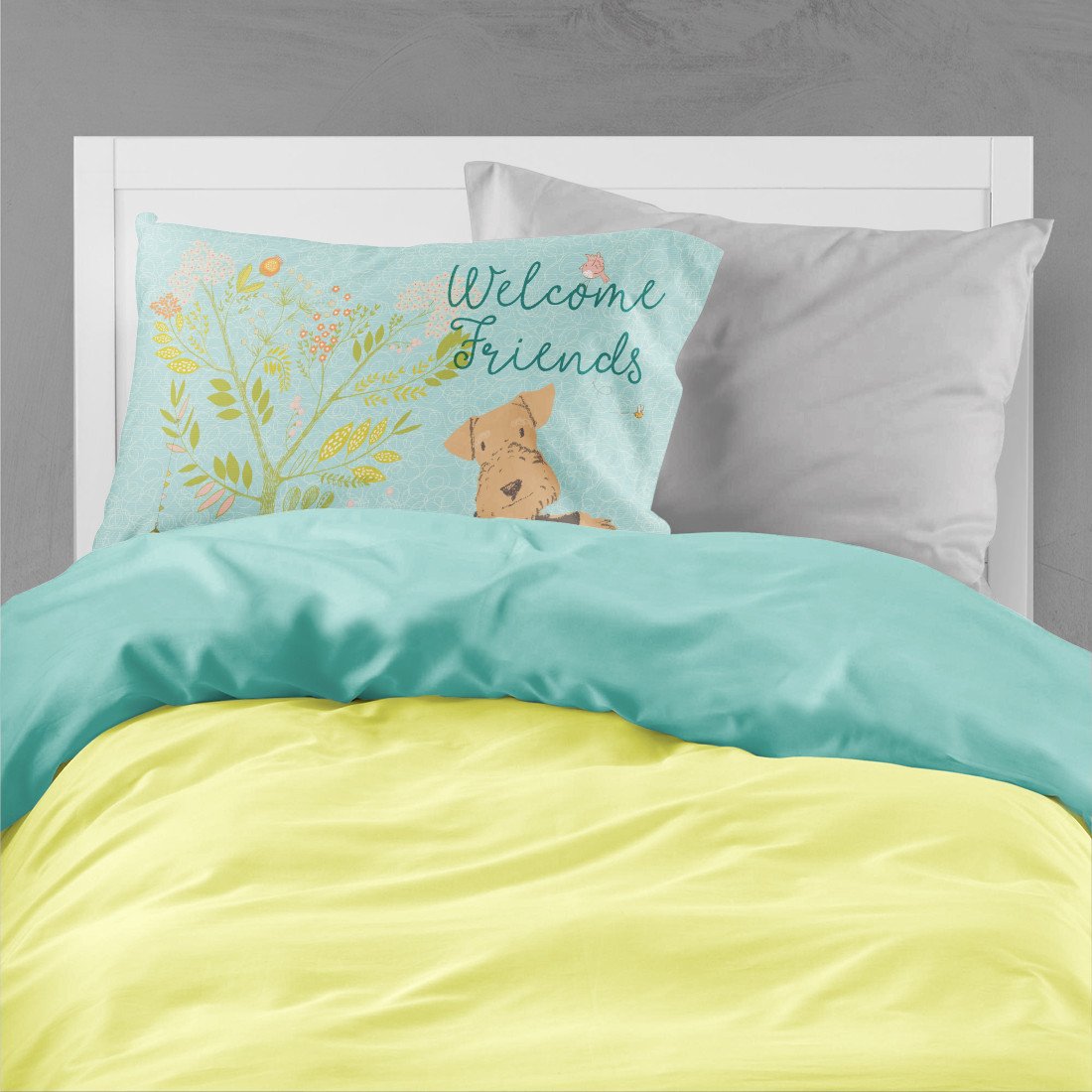 Welcome Friends Airedale Terrier Standard Pillowcase Lightweight Super Soft Easy Care Decorative Artwork Pillowcase, Standard