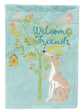 Welcome Friends Whippet House Flag 28x40 Porch Sleeve Pole Decorative Outside Yard Banner Artwork Wall Hanging, Polyester