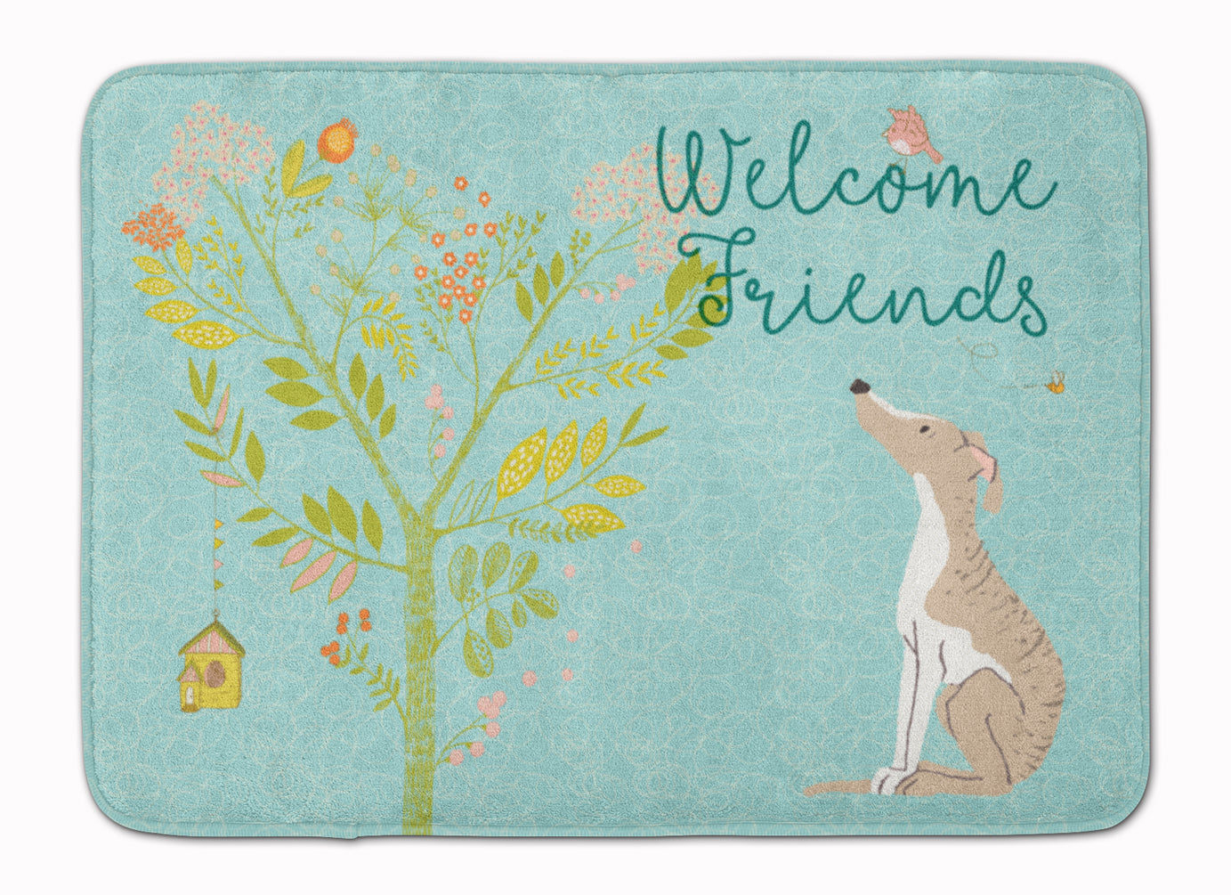 Welcome Friends Whippet Memory Foam Kitchen Mat Machine Washable Anti-Fatigue Cushion Comfort Bath or Kitchen Rug
