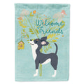 Welcome Friends Black White Chihuahua House Flag 28x40 Porch Sleeve Pole Decorative Outside Yard Banner Artwork Wall Hanging, Polyester