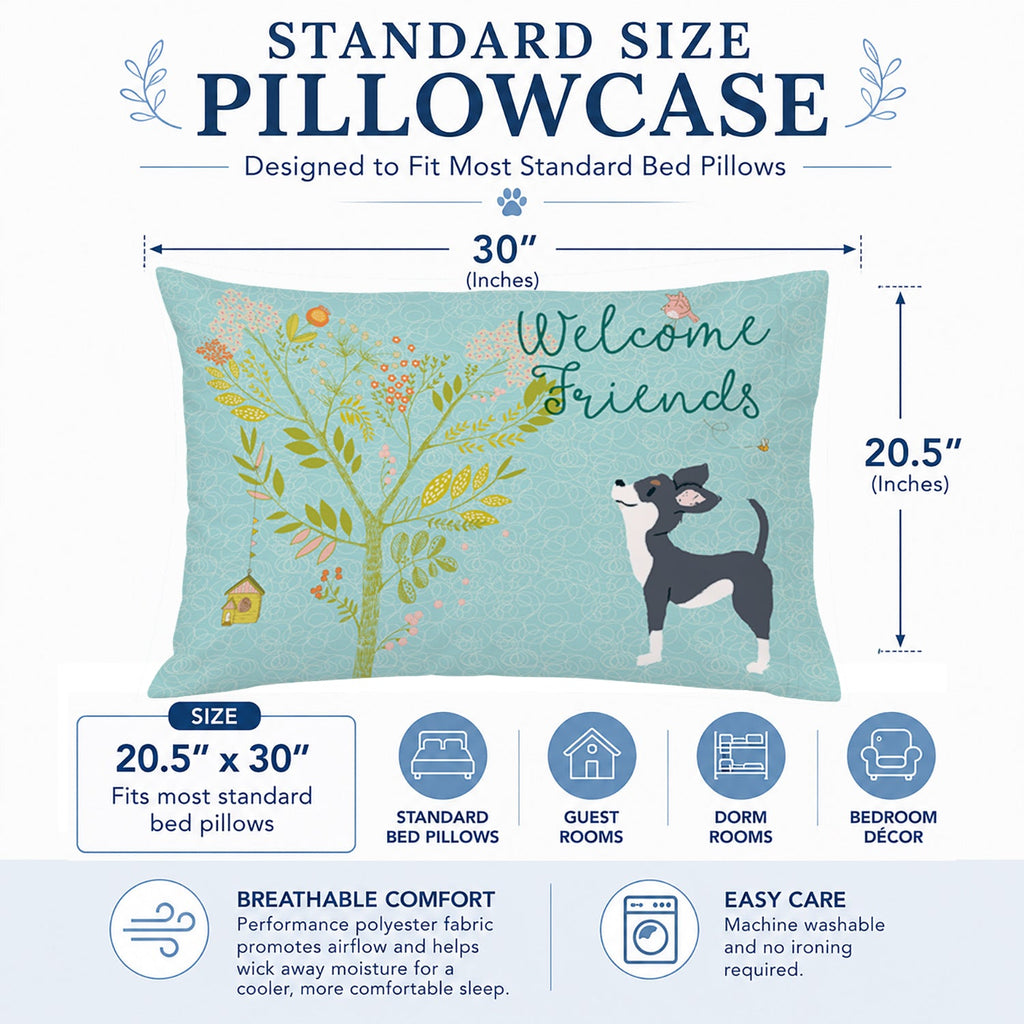 Welcome Friends Black White Chihuahua Standard Pillowcase Lightweight Super Soft Easy Care Decorative Artwork Pillowcase, Standard