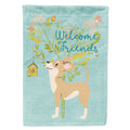 Welcome Friends Brown White Chihuahua House Flag 28x40 Porch Sleeve Pole Decorative Outside Yard Banner Artwork Wall Hanging, Polyester