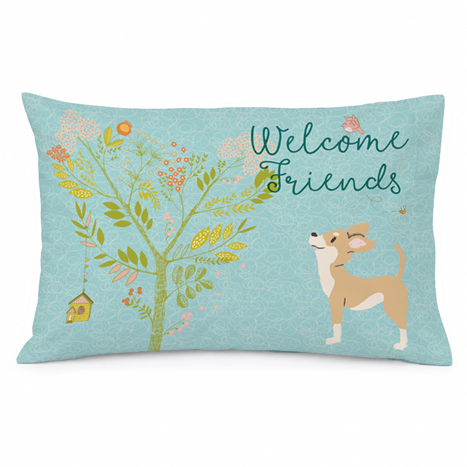 Welcome Friends Brown White Chihuahua Standard Pillowcase Lightweight Super Soft Easy Care Decorative Artwork Pillowcase, Standard