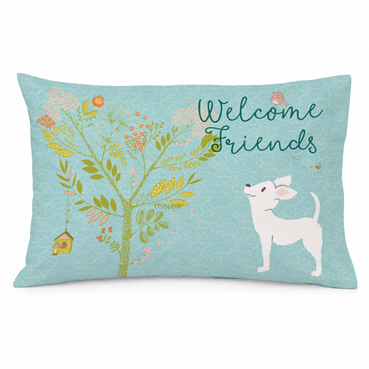 Welcome Friends White Chihuahua Standard Pillowcase Lightweight Super Soft Easy Care Decorative Artwork Pillowcase, Standard