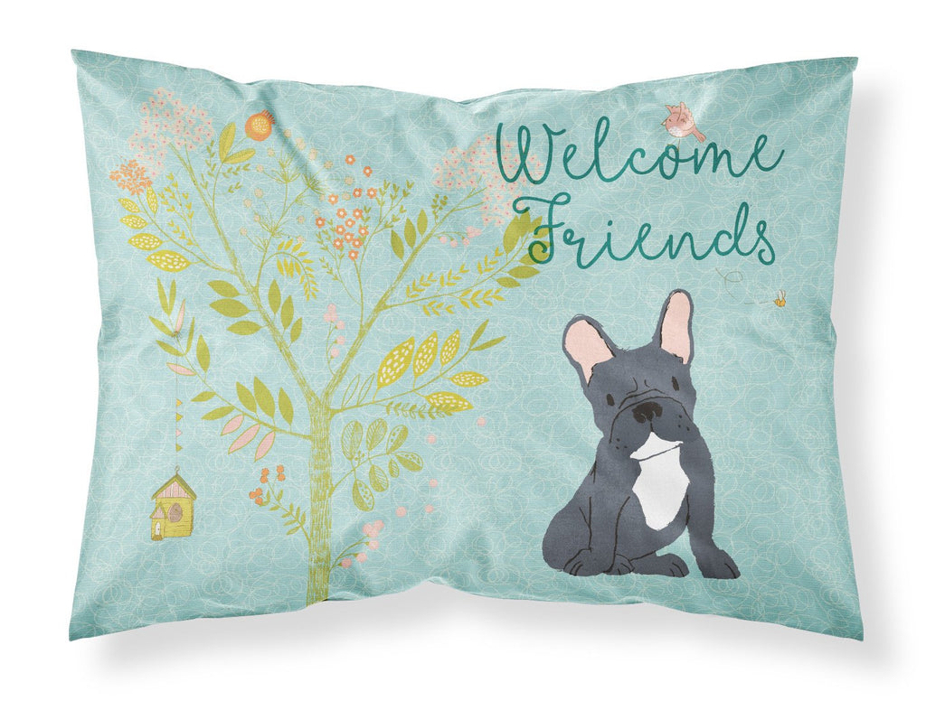 Welcome Friends Black French Bulldog Standard Pillowcase Lightweight Super Soft Easy Care Decorative Artwork Pillowcase, Standard