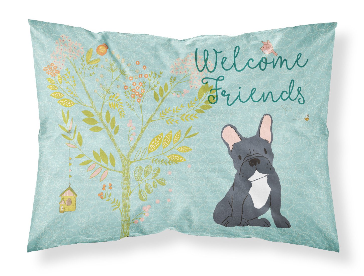 Welcome Friends Black French Bulldog Standard Pillowcase Lightweight Super Soft Easy Care Decorative Artwork Pillowcase, Standard