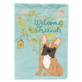 Welcome Friends Fawn French Bulldog House Flag 28x40 Porch Sleeve Pole Decorative Outside Yard Banner Artwork Wall Hanging, Polyester