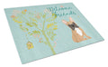 Welcome Friends Fawn French Bulldog Cutting Board Tempered Glass Kitchen Cutting Surface, Heat Resistant Chopping, Non-Slip Feet, Food Prep & Serving