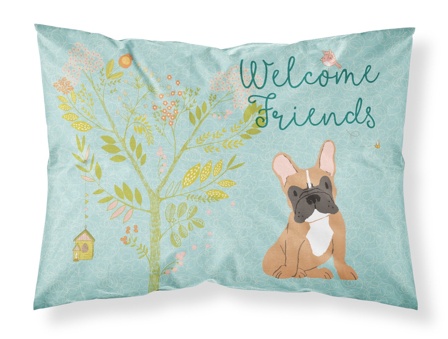 Welcome Friends Fawn French Bulldog Standard Pillowcase Lightweight Super Soft Easy Care Decorative Artwork Pillowcase, Standard