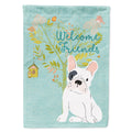 Welcome Friends Piebald French Bulldog House Flag 28x40 Porch Sleeve Pole Decorative Outside Yard Banner Artwork Wall Hanging, Polyester