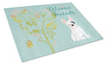 Welcome Friends Piebald French Bulldog Cutting Board Tempered Glass Kitchen Cutting Surface, Heat Resistant Chopping, Non-Slip Feet, Food Prep & Serving