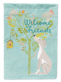 Welcome Friends Italian Greyhound House Flag 28x40 Porch Sleeve Pole Decorative Outside Yard Banner Artwork Wall Hanging, Polyester