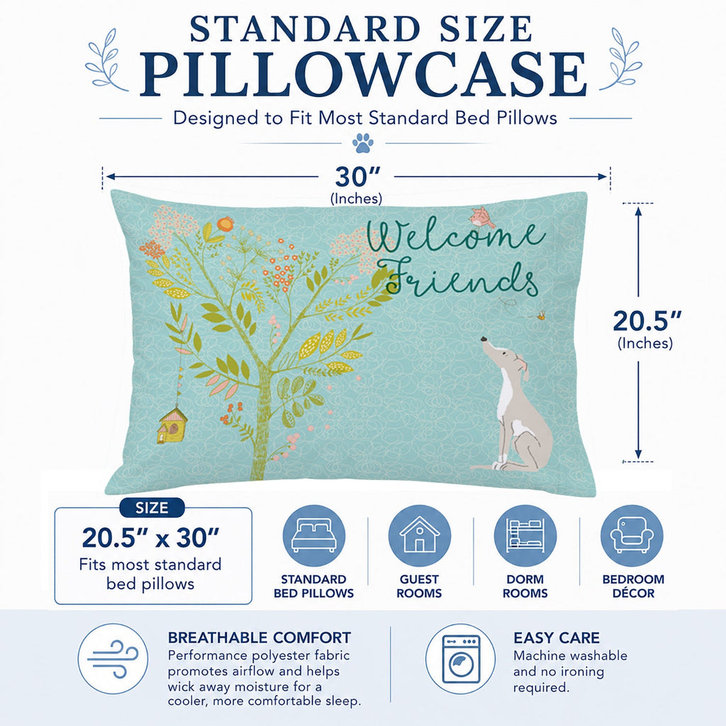 Welcome Friends Italian Greyhound Standard Pillowcase Lightweight Super Soft Easy Care Decorative Artwork Pillowcase, Standard