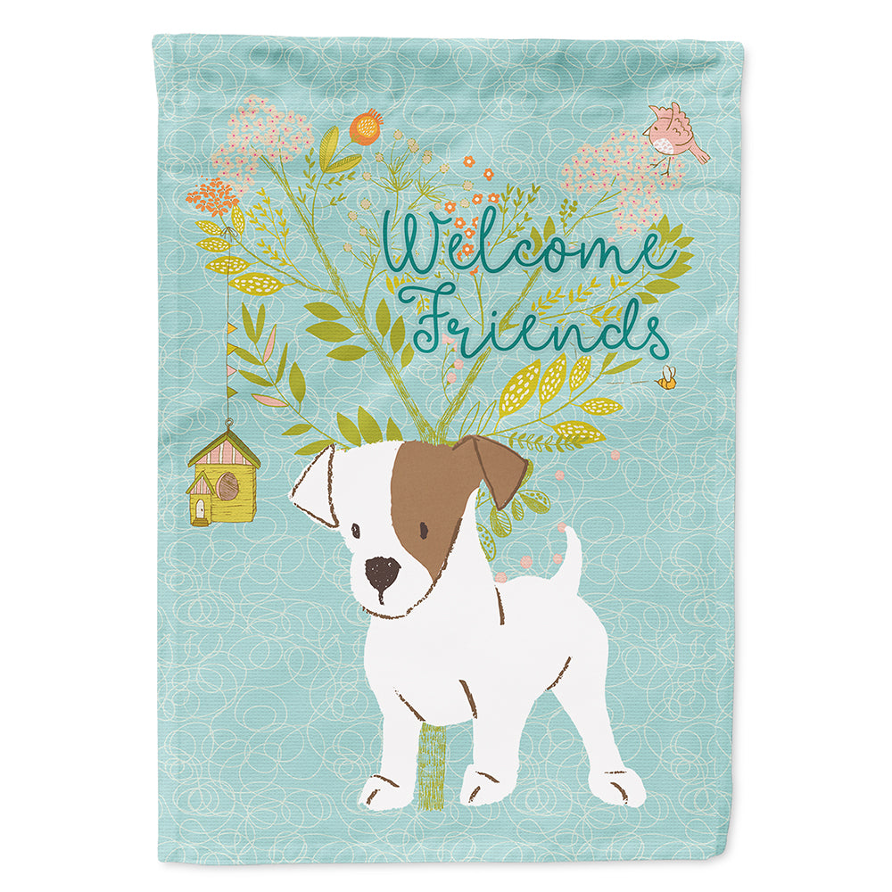 Welcome Friends Jack Russell Terrier Puppy House Flag 28x40 Porch Sleeve Pole Decorative Outside Yard Banner Artwork Wall Hanging, Polyester