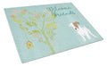 Welcome Friends Jack Russell Terrier Puppy Cutting Board Tempered Glass Kitchen Cutting Surface, Heat Resistant Chopping, Non-Slip Feet, Food Prep & Serving