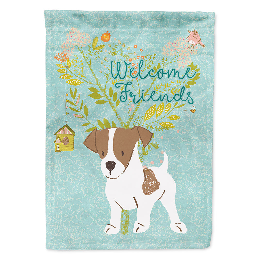 Welcome Friends Jack Russell Terrier Puppy House Flag 28x40 Porch Sleeve Pole Decorative Outside Yard Banner Artwork Wall Hanging, Polyester