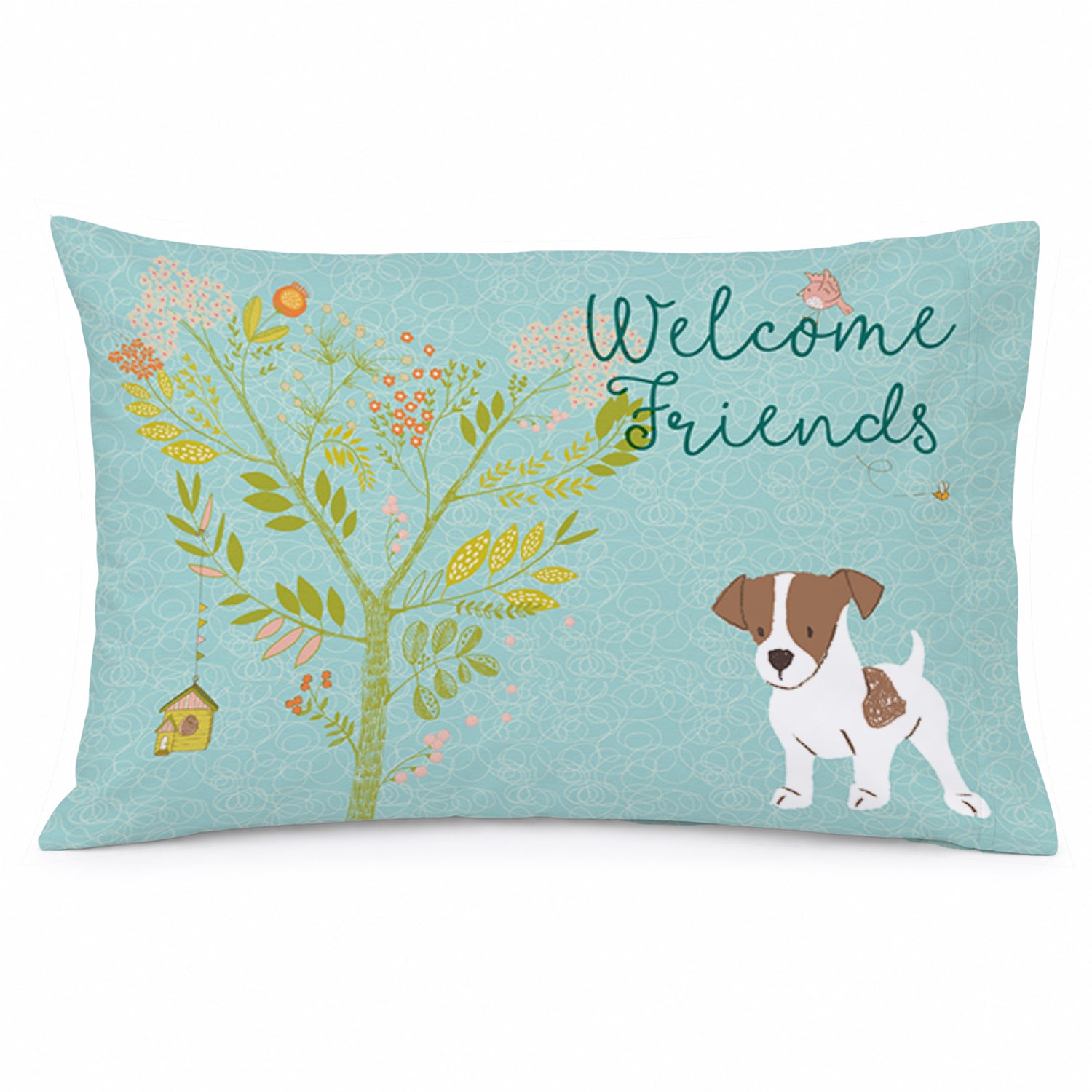 Welcome Friends Jack Russell Terrier Puppy Standard Pillowcase Lightweight Super Soft Easy Care Decorative Artwork Pillowcase, Standard