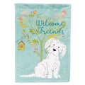 Welcome Friends Maltese House Flag 28x40 Porch Sleeve Pole Decorative Outside Yard Banner Artwork Wall Hanging, Polyester