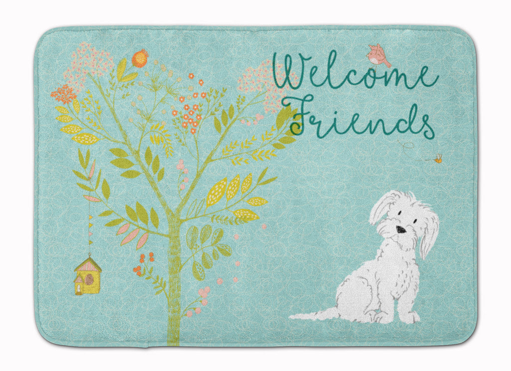 Welcome Friends Maltese Memory Foam Kitchen Mat Machine Washable Anti-Fatigue Cushion Comfort Bath or Kitchen Rug