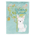 Welcome Friends Westie House Flag 28x40 Porch Sleeve Pole Decorative Outside Yard Banner Artwork Wall Hanging, Polyester