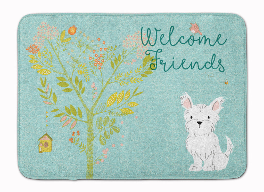 Welcome Friends Westie Memory Foam Kitchen Mat Machine Washable Anti-Fatigue Cushion Comfort Bath or Kitchen Rug