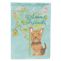 Welcome Friends Yorkie House Flag 28x40 Porch Sleeve Pole Decorative Outside Yard Banner Artwork Wall Hanging, Polyester