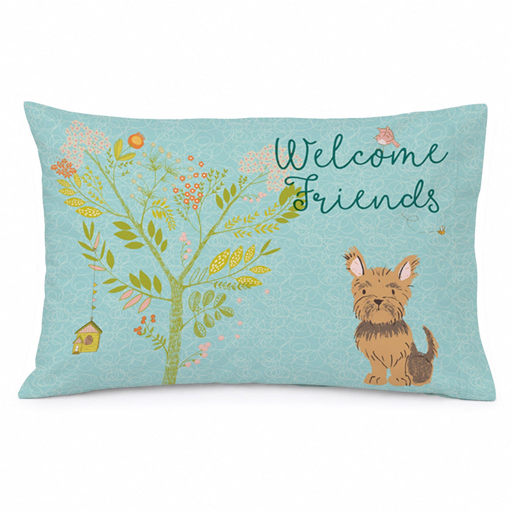 Welcome Friends Yorkie Standard Pillowcase Lightweight Super Soft Easy Care Decorative Artwork Pillowcase, Standard