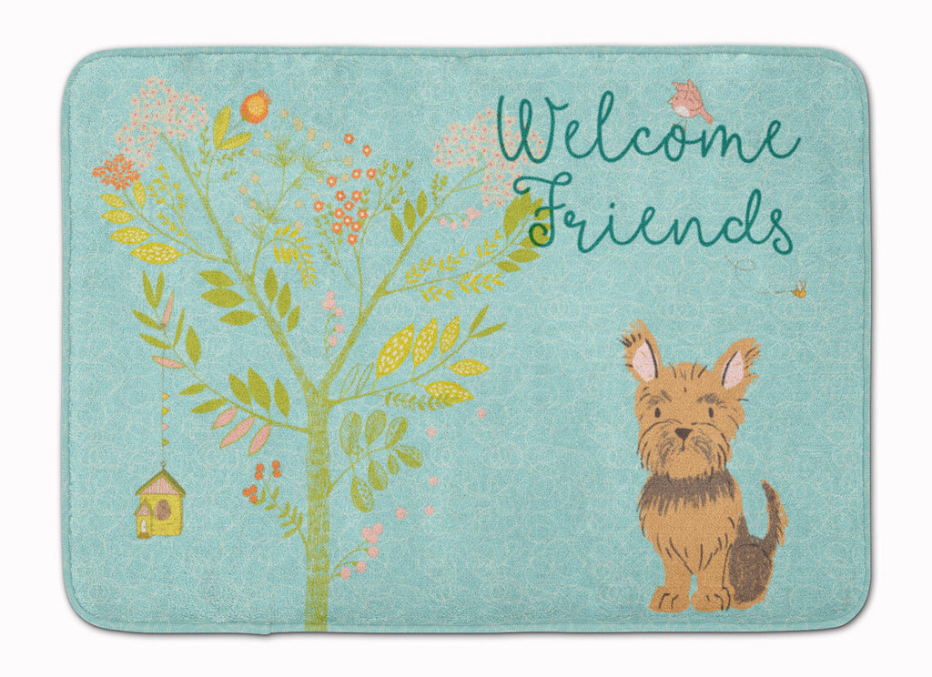 Welcome Friends Yorkie Memory Foam Kitchen Mat Machine Washable Anti-Fatigue Cushion Comfort Bath or Kitchen Rug