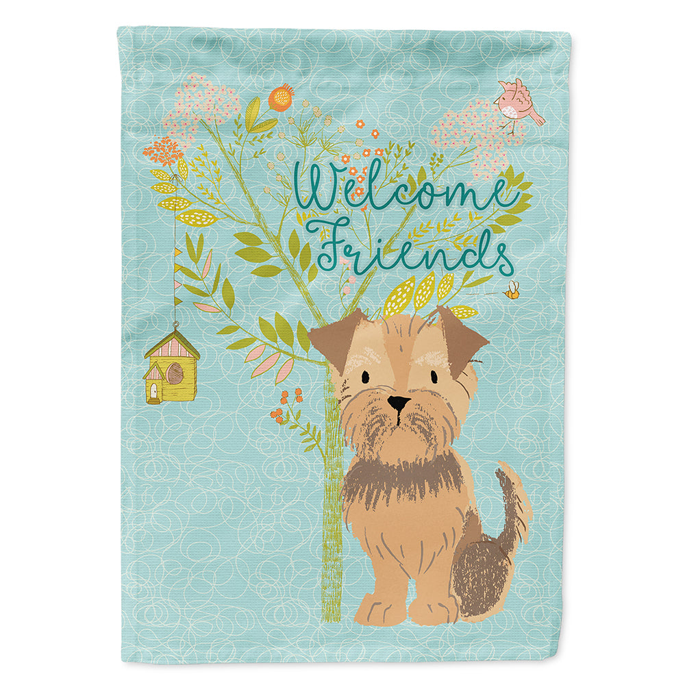 Welcome Friends Yorkie Natural Ears House Flag 28x40 Porch Sleeve Pole Decorative Outside Yard Banner Artwork Wall Hanging, Polyester