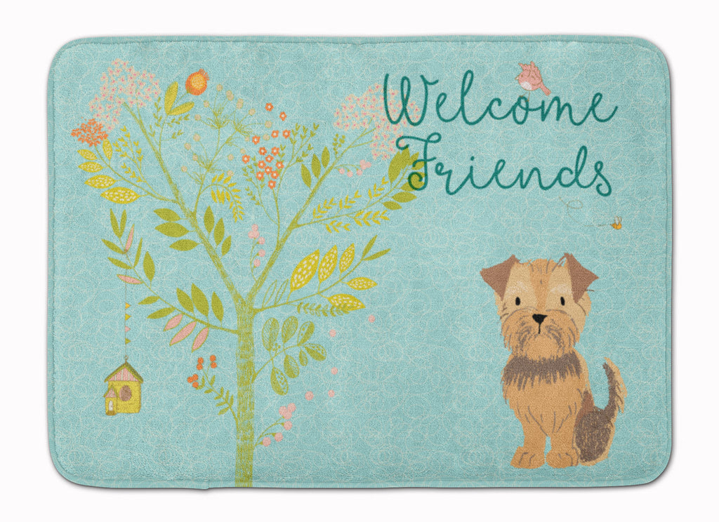Welcome Friends Yorkie Natural Ears Memory Foam Kitchen Mat Machine Washable Anti-Fatigue Cushion Comfort Bath or Kitchen Rug
