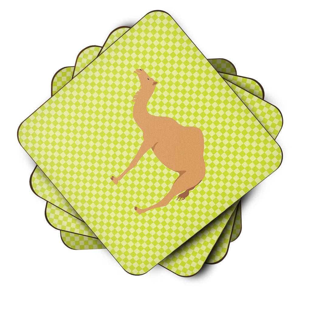 Arabian Camel Dromedary Green Foam Coasters Set of 4 Cup Coasters for Indoor Outdoor, Tabletop Protection, Anti Slip, Mouse pad Material