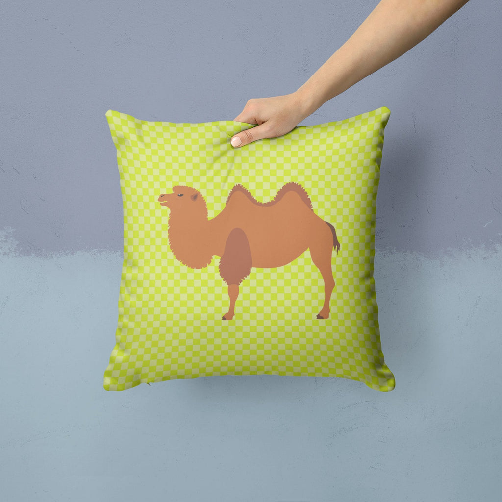 Bactrian Camel Green Decorative Throw Pillow 14x14 Indoor Outdoor Accent Cushion, Fabric Cover with Insert for Sofa, Bed, Porch & Living Room