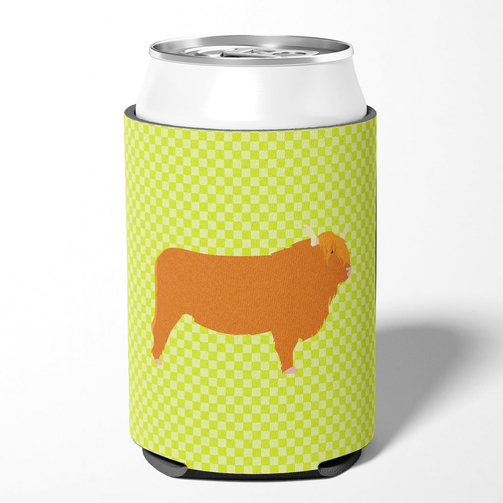 Highland Cow Green Can or Bottle Hugger Cooler Sleeve for Standard 12 oz Cans, Insulated Foam Beer & Soda Can Hugger Reusable