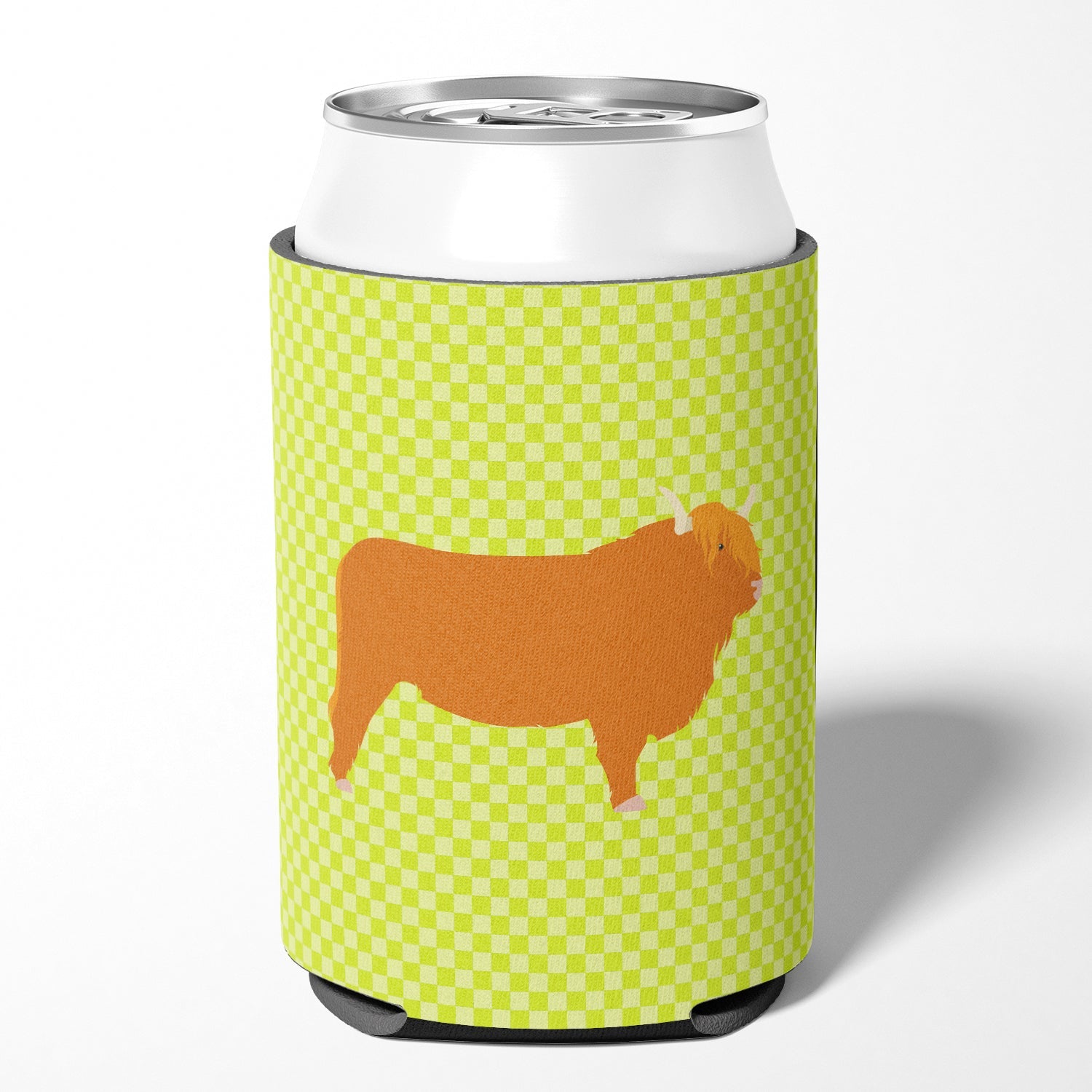 Highland Cow Green Can or Bottle Hugger Cooler Sleeve for Standard 12 oz Cans, Insulated Foam Beer & Soda Can Hugger Reusable