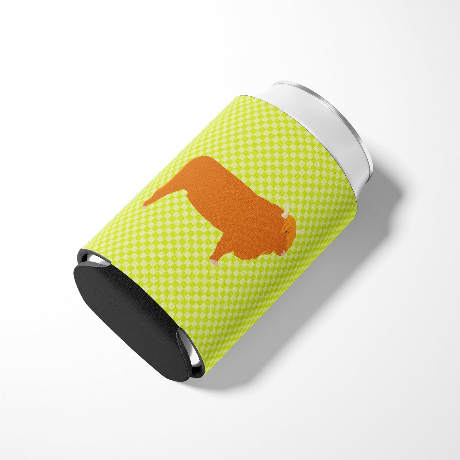 Highland Cow Green Can or Bottle Hugger Cooler Sleeve for Standard 12 oz Cans, Insulated Foam Beer & Soda Can Hugger Reusable