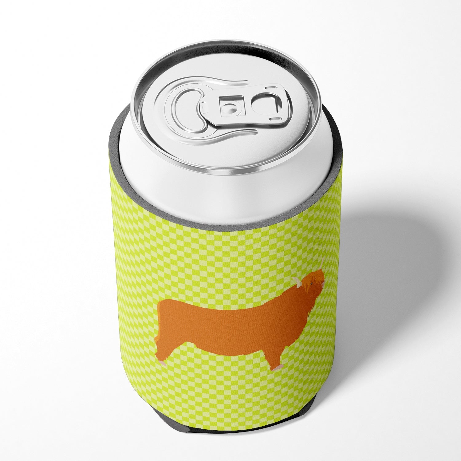 Highland Cow Green Can or Bottle Hugger Cooler Sleeve for Standard 12 oz Cans, Insulated Foam Beer & Soda Can Hugger Reusable