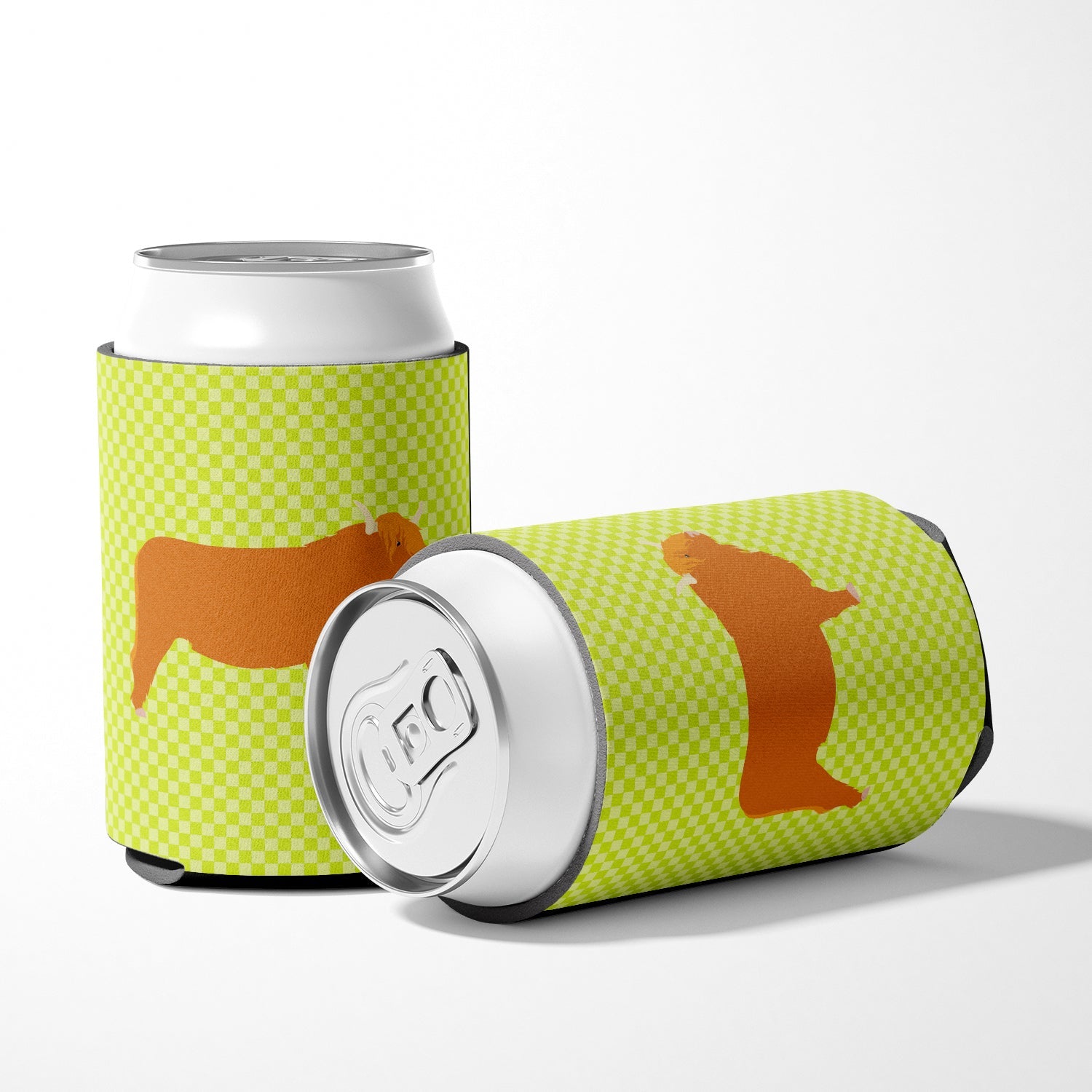 Highland Cow Green Can or Bottle Hugger Cooler Sleeve for Standard 12 oz Cans, Insulated Foam Beer & Soda Can Hugger Reusable