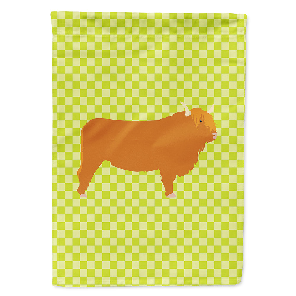 Highland Cow Green House Flag 28x40 Porch Sleeve Pole Decorative Outside Yard Banner Artwork Wall Hanging, Polyester