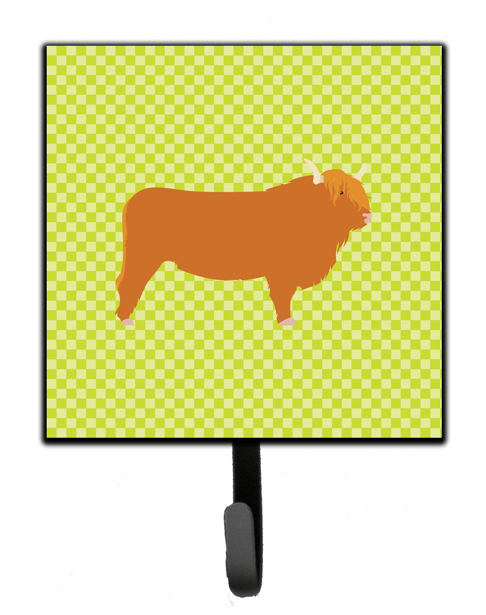 Highland Cow Green Leash or Key Holder Wall Hooks, Key Hooks Holder, Coat Rack Wall Mount, Coat Hooks, Hooks for Hanging Keys, Towels, Aprons, Leashes
