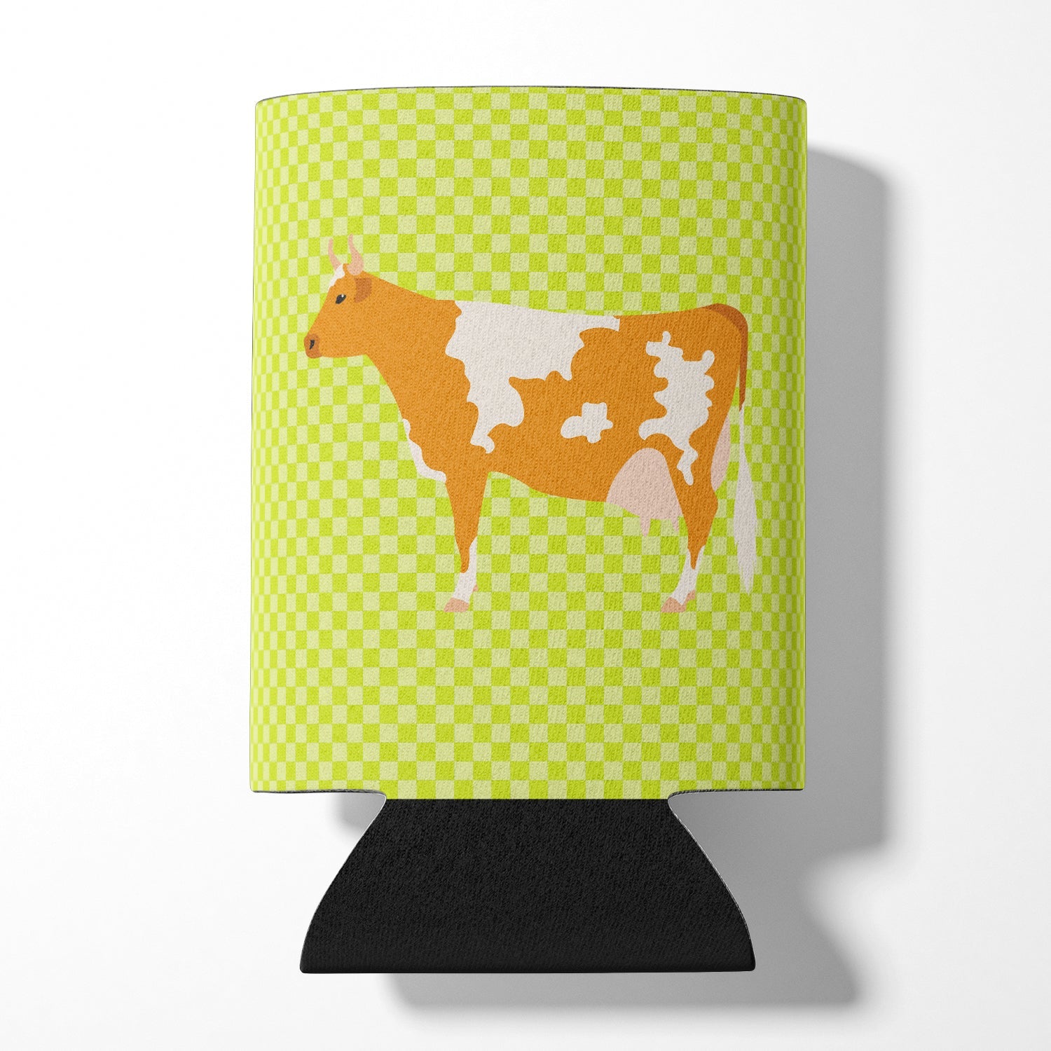 Guernsey Cow  Green Can or Bottle Hugger Cooler Sleeve for Standard 12 oz Cans, Insulated Foam Beer & Soda Can Hugger Reusable